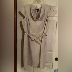 New Directions Beige Midi Dress with Cowl Neck